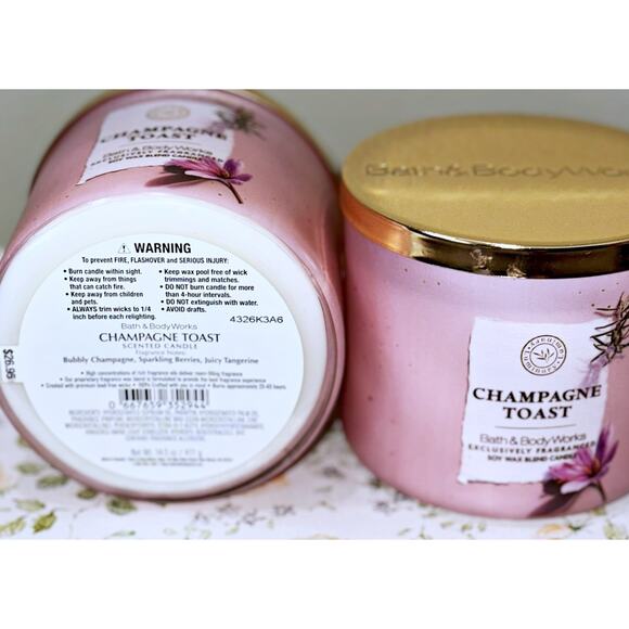 Lot of 2 Bath & Body Works Champagne Toast Large 3-Wick Scented Candle 14.5oz - Picture 5 of 5